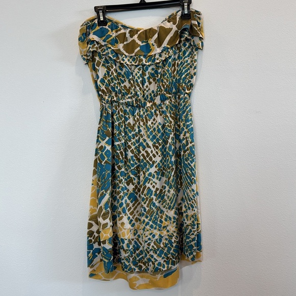 Postella Strapless Summer 100% Silk Dress – Size L, Yellow Multicolor - Picture 5 of 10